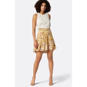 JOIE Lesly Amber Gold Yellow Floral Silk Chiffon Flowy Mini Skirt, Size 6